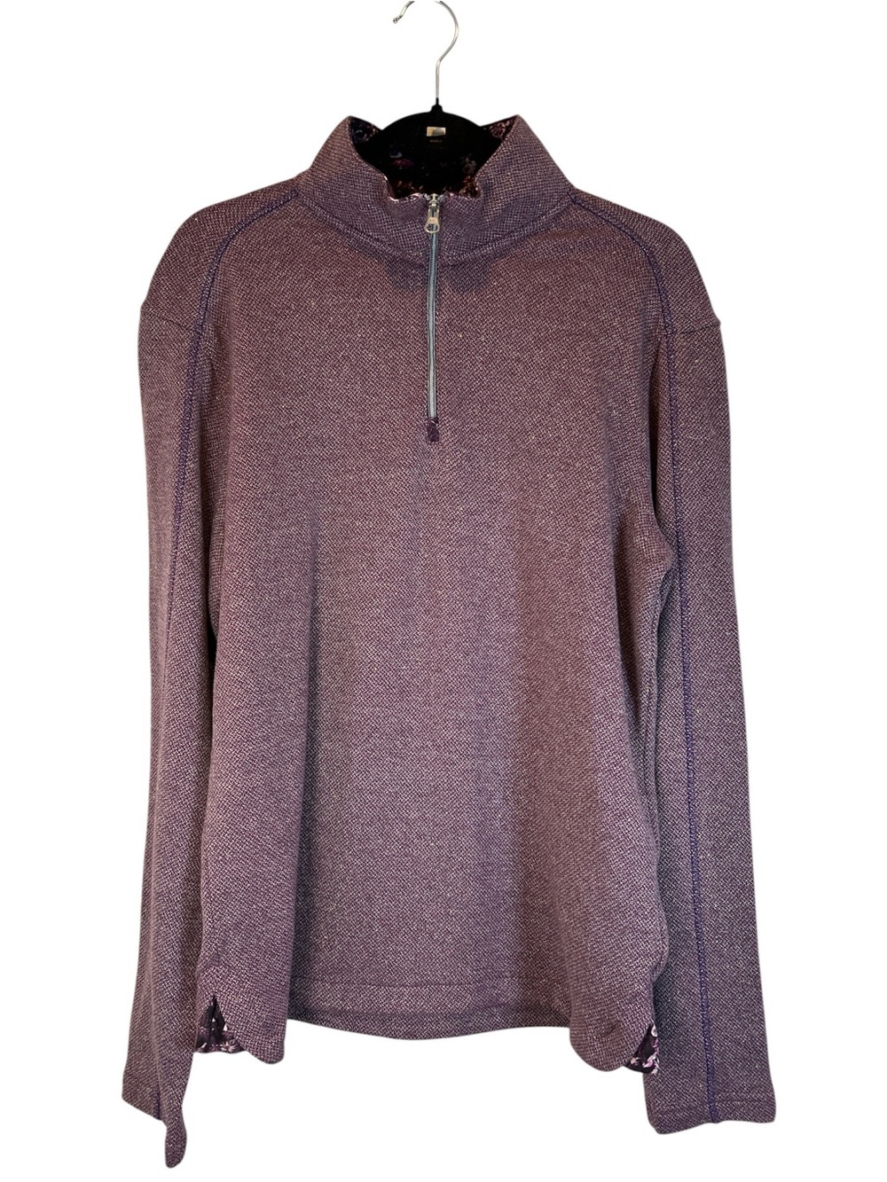 Robert Graham Men’s Delage Long Sleeves Knit Purple Quarter-Zip Sweater size M